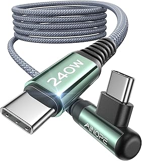 AINOPE 240W USB C to USB C Cable 10ft Compatible with 140W 100W C Charger Cable Fast Charging, Right Angle C to C Type Fast Charging Cable Compatible with iPhone 15, MacBook Pro/Air,iPad Pro,Samsung