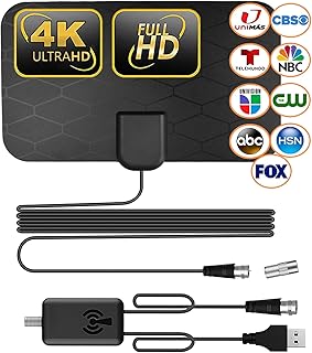 Digital TV Antenna,Portable TV Antenna Indoor, 360°Reception,Support 4K 1080p Smart Television,TV Antenna for Smart TV,Detachable Signal Amplifier-Signal Booster-HDTV Antenna 10ft Coaxial HDTV Cable