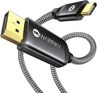 Warrky USB C to DisplayPort Cable (4K@60Hz, 2K/1440P@165Hz), [Aluminum Shell, Gold-Plated Plug] Thunderbolt 3/4 to Display Port Cord Compatible with iPhone 15 Pro, MacBook Pro/Air, iPad, Galaxy -6ft