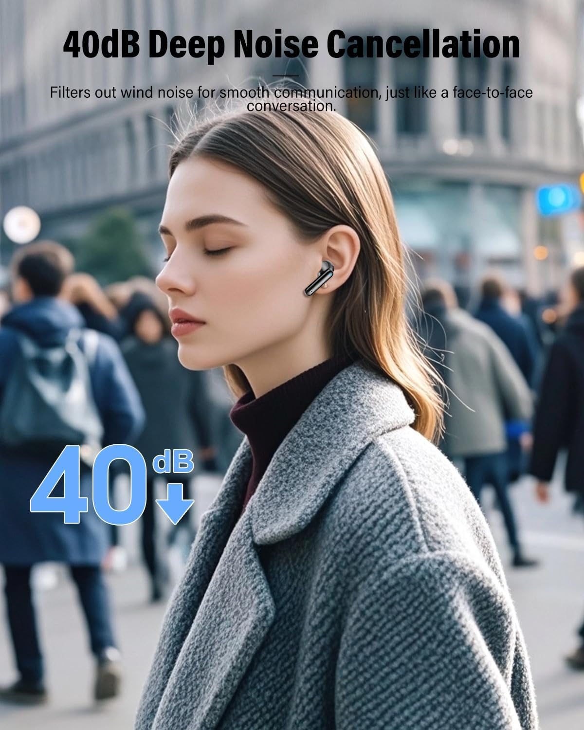 Wireless Earbuds, Bluetooth 5.4 Headphones Bass Stereo, Ear Buds with Noise Cancelling Mic, LED Display in Ear Earphones Clear Calls, IP7 Waterproof Bluetooth Earbuds for Phones/Sports/Laptop, Black — ChinaHub