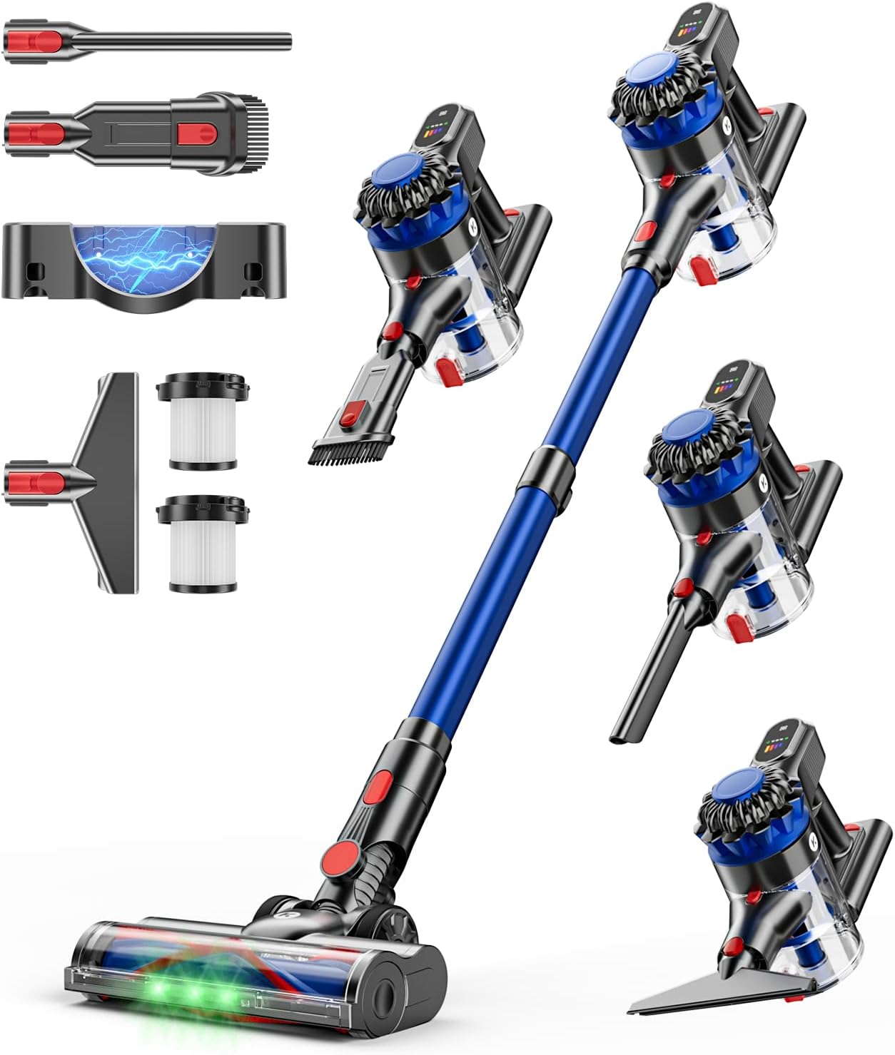 Cordless Vacuum Cleaner, 500W/40Kpa Vacuum Cleaners for Home, 60Mins Stick Vacuum with LED Display, Anti-Tangle &amp; Wall Mount Charging, 8 in 1 Lightweight Vacuum for Hard Floors Carpet Pet Hair
